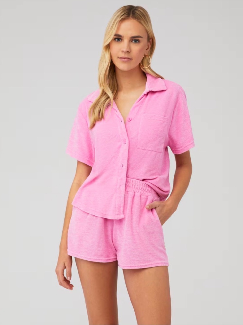 ARAMINTA JAMES Women's 100% Cotton Terry Button Up Shirt in Size Small